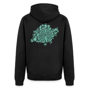 Spiritual Symbol - The Way Of Life Labyrinth 2 - Unisex Premium Bio Zip Hoodie - Schwarz - Hinten - Nico (187cm)