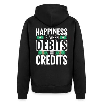 Happiness Is When Debits Is Equal To Credits - Unisex Premium Organic Zip Hoodie - black - Back - Nico (187cm)