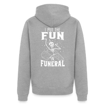 J’ai mis le plaisir dans Funeral Mortician Last Responder - Veste à capuche bio Premium Unisexe - gris chiné - Dos - Nico (187cm)