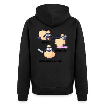 Schaf Unschaf Gestochen Schaf Wortspiel - Unisex Premium Bio Zip Hoodie - Schwarz - Hinten - Nico (187cm)
