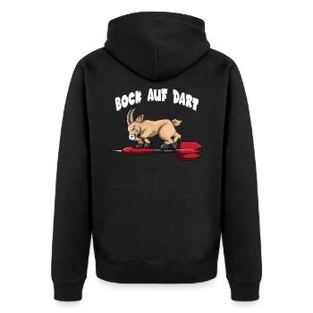 Bock auf Dart Dartspieler Dartscheibe Ziege Dart - Unisex Premium Bio Zip Hoodie - Schwarz - Hinten - Nico (187cm)