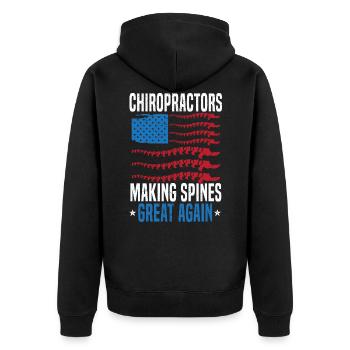 Chiropraktiker machen Stacheln wieder groß USA Flagge - Unisex Premium Bio Zip Hoodie - Schwarz - Hinten - Nico (187cm)