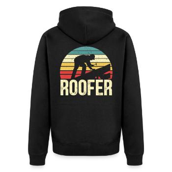 Dachdecker Dachdecker Mechaniker Dachdecker Beruf - Unisex Premium Bio Zip Hoodie - Schwarz - Hinten - Nico (187cm)