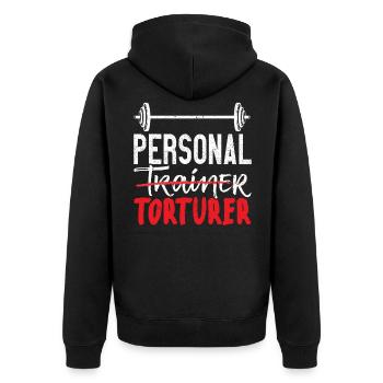 Personal Torturer Bodybuilder Fitness Workout - Unisex Premium Organic Zip Hoodie - black - Back - Nico (187cm)