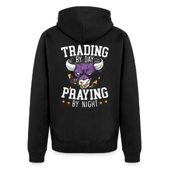 Trading par jour Prier par nuit Forex Day Trader - Veste à capuche bio Premium Unisexe - noir - Dos - Nico (187cm)