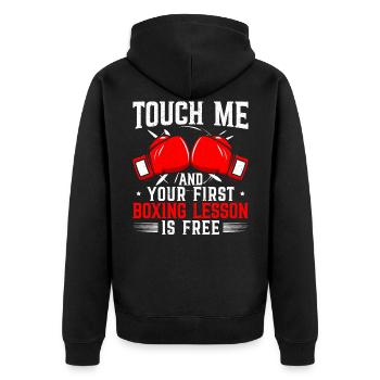 Boxer Boxing Lover Knockout Puncher Sparring - Unisex Premium Bio Zip Hoodie - Schwarz - Hinten - Nico (187cm)