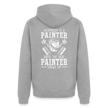 Kunstliebhaber Künstler Maler Farbpalette Pinsel - Unisex Premium Bio Zip Hoodie - Grau meliert - Hinten - Nico (187cm)
