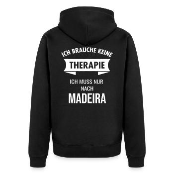 Madeira Therapie Urlaub Insel Portugal Geschenk - Unisex Premium Bio Zip Hoodie - Schwarz - Hinten - Nico (187cm)