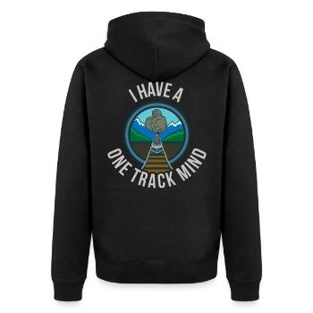 I Have A One Track Mind Train Zug Geschenk - Unisex Premium Bio Zip Hoodie - Schwarz - Hinten - Nico (187cm)