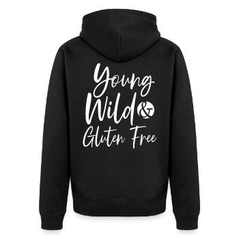 Junge wilde und glutenfreie Zöliakie - Unisex Premium Bio Zip Hoodie - Schwarz - Hinten - Nico (187cm)