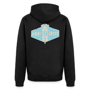 DDR IFA Landmaschinen FORTSCHRITT - Unisex Premium Bio Zip Hoodie - Schwarz - Hinten - Nico (187cm)