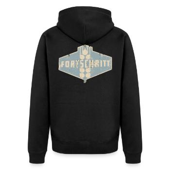 FORTSCHRITT - Retro - Ostalgie - DDR - Unisex Premium Bio Zip Hoodie - Schwarz - Hinten - Nico (187cm)