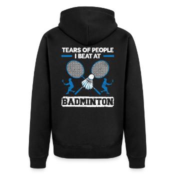 Tränen von Leuten, die ich im Badmintonspielertrainer geschlagen habe - Unisex Premium Bio Zip Hoodie - Schwarz - Hinten - Nico (187cm)