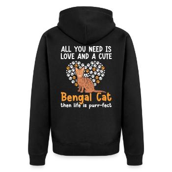 A Cute Bengal Cat Then Life Is Purr-fect Kitty - Unisex Premium Organic Zip Hoodie - black - Back - Nico (187cm)