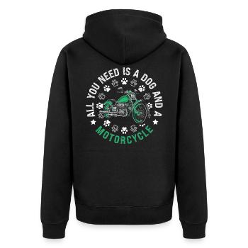 All You Need Is Dog And A Motorcycle Motorbike - Unisex Premium Organic Zip Hoodie - black - Back - Nico (187cm)
