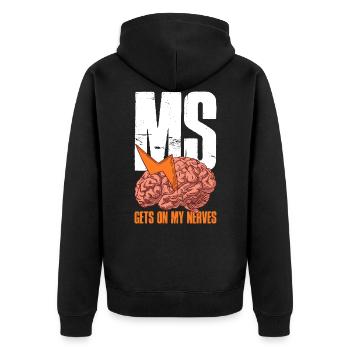 MS Gets On My Nerves Multiple Sclerosis Gift - Unisex Premium Organic Zip Hoodie - black - Back - Nico (187cm)