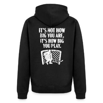 Eishockey Torwart Torhüter Wintersportler - Unisex Premium Bio Zip Hoodie - Schwarz - Hinten - Nico (187cm)