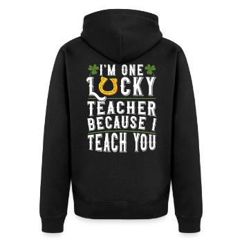 Je suis un enseignant chanceux éducateur de la Saint-Patrick - Veste à capuche bio Premium Unisexe - noir - Dos - Nico (187cm)