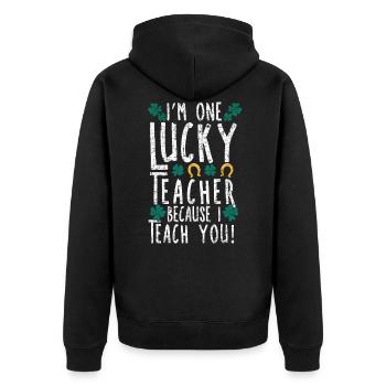 Je suis un enseignant chanceux éducateur de la Saint-Patrick - Veste à capuche bio Premium Unisexe - noir - Dos - Nico (187cm)