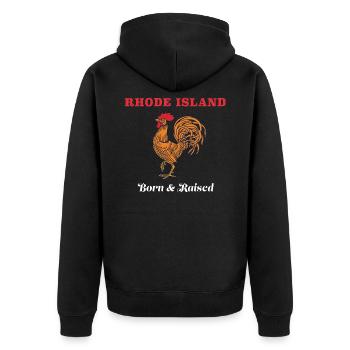 Rhode Island né et élevé Red Rooster Hahn - Veste à capuche bio Premium Unisexe - noir - Dos - Nico (187cm)