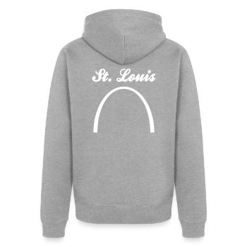 St Louis Gateway Arch Saint Louis États-Unis - Veste à capuche bio Premium Unisexe - gris chiné - Dos - Nico (187cm)