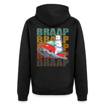 Braap Snowmobile Schneemobil Geschenk - Unisex Premium Bio Zip Hoodie - Schwarz - Hinten - Nico (187cm)