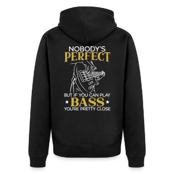 BassGitarrist Bassist Gitarrist Musiker - Unisex Premium Bio Zip Hoodie - Schwarz - Hinten - Nico (187cm)