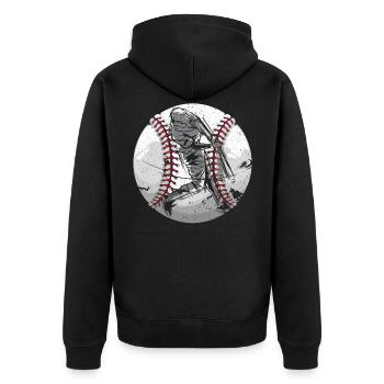 Baseball Player Coach Bat And Ball Pitcher Catcher - Unisex Premium Organic Zip Hoodie - black - Back - Nico (187cm)