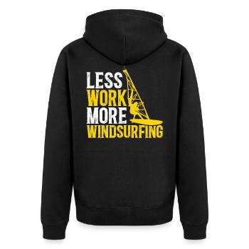 Less Work More Windsurfing Windsurfer Windsurf - Unisex Premium Organic Zip Hoodie - black - Back - Nico (187cm)