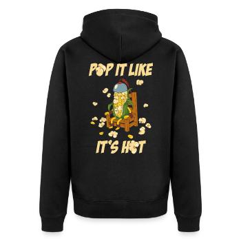 Pop It Like Its Hot Popcorn Popcorn Geschenk - Unisex Premium Bio Zip Hoodie - Schwarz - Hinten - Nico (187cm)
