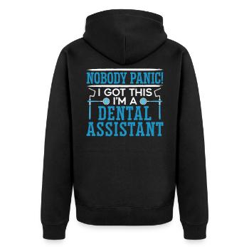 I'm A Dental Assistant Dentistry Oral Care Teeth - Unisex Premium Organic Zip Hoodie - black - Back - Nico (187cm)