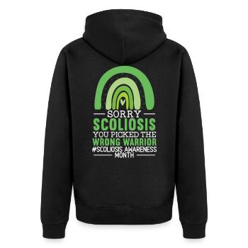 Mois de la sensibilisation à la scoliose Fusion vertébrale Retour - Veste à capuche bio Premium Unisexe - noir - Dos - Nico (187cm)