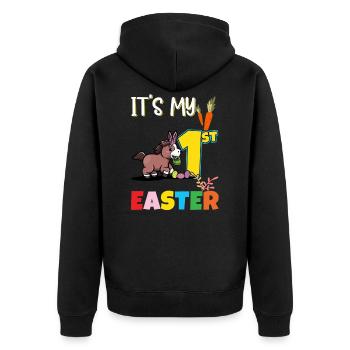 It's My First Easter Birthday Baby Easter Horse - Unisex Premium Bio Zip Hoodie - Schwarz - Hinten - Nico (187cm)