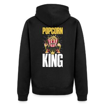 Popcorn King Popcorn Geschenk - Unisex Premium Bio Zip Hoodie - Schwarz - Hinten - Nico (187cm)