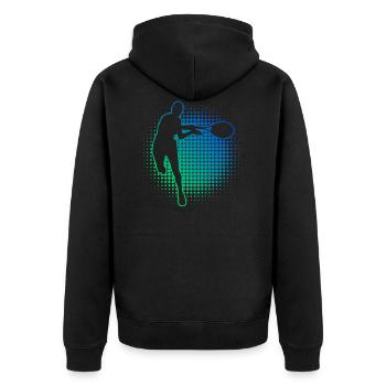 Tennisspielen Herren Damen Tennis Tennis spielen - Unisex Premium Bio Zip Hoodie - Schwarz - Hinten - Nico (187cm)