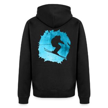 Mountain Skiing Lover Ski Wintersport Ski Skier Snow - Unisex Premium Bio Zip Hoodie - Schwarz - Hinten - Nico (187cm)