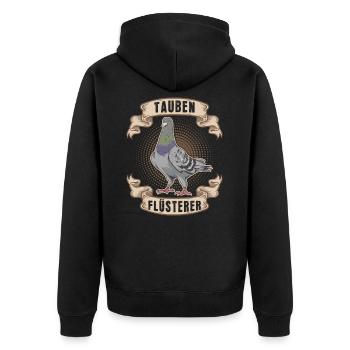 Tauben Flüsterer - Unisex Premium Bio Zip Hoodie - Schwarz - Hinten - Nico (187cm)