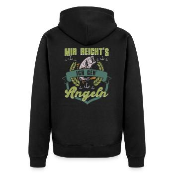 Mir Reichts Ich Geh Angeln - Unisex Premium Bio Zip Hoodie - Schwarz - Hinten - Nico (187cm)