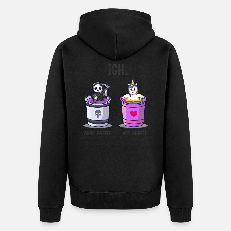 Ich ohne Kaffee Ich mit Kaffee Kaffetrinker Spruch - Unisex Premium Bio Zip Hoodie - Schwarz