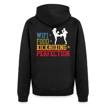 Kickboxing Kickboxer Combat Fighting MMA Kicking - Unisex Premium Organic Zip Hoodie - black - Back - Nico (187cm)