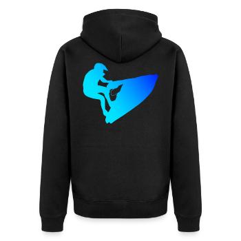 Jetski Jetski fahren Wassersport Damen Herren - Unisex Premium Bio Zip Hoodie - Schwarz - Hinten - Nico (187cm)