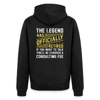 The Legend Has Officially Retired - Unisex Premium Organic Zip Hoodie - black - Back - Nico (187cm)