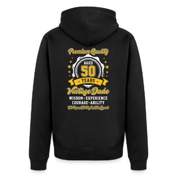 Aged 50 Years Vintage Dude 50th Birthday - Unisex Premium Bio Zip Hoodie - Schwarz - Hinten - Nico (187cm)