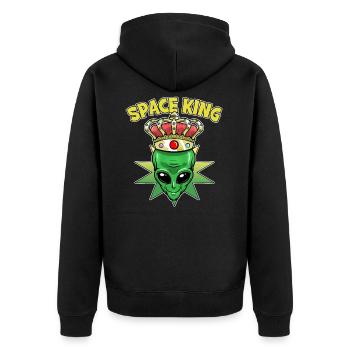 Space King Alien - Unisex Premium Organic Zip Hoodie - black - Back - Nico (187cm)