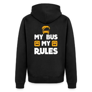 My Bus My Rules Bus Driver - Unisex Premium Bio Zip Hoodie - Schwarz - Hinten - Nico (187cm)