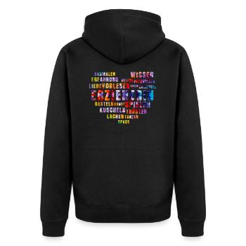 Erzieherin Mit Herz - Unisex Premium Bio Zip Hoodie - Schwarz - Hinten - Nico (187cm)