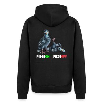 Piegeon Piegeoff Taube Brieftaube Stadttauben - Unisex Premium Bio Zip Hoodie - Schwarz - Hinten - Nico (187cm)
