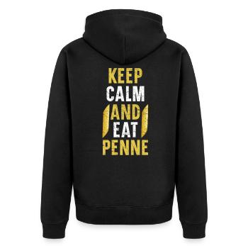 Restez calme et mangez des nouilles spaghetti Penne Pasta - Veste à capuche bio Premium Unisexe - noir - Dos - Nico (187cm)