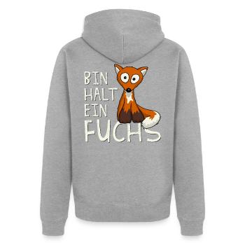 Bin halt ein süßer schlauer fuchsiger Fuchs - Unisex Premium Bio Zip Hoodie - Grau meliert - Hinten - Nico (187cm)
