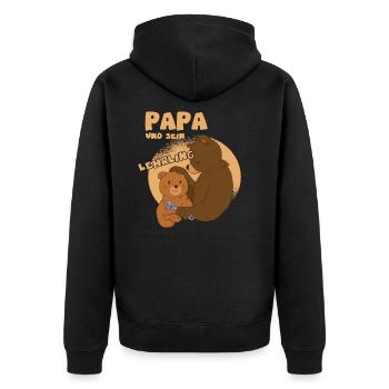 Lustiges Vatertag Bär Papa Spruch Motiv - Unisex Premium Bio Zip Hoodie - Schwarz - Hinten - Nico (187cm)